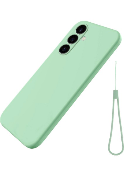 Samsung Galaxy S23 Fe Için Darbeye Dayanıklı Kılıf, Yumuşak Astarlı Telefon Kılıfı Askılı Sıvı Silikon Kabuk-Yeşil (Yurt Dışından)