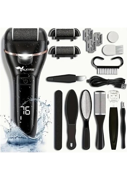 10’lu Ayak Bakım Seti Elektrikli Nasır Ayak Törpüsü ve Pedikür Şarjlı ve Taşınabilir