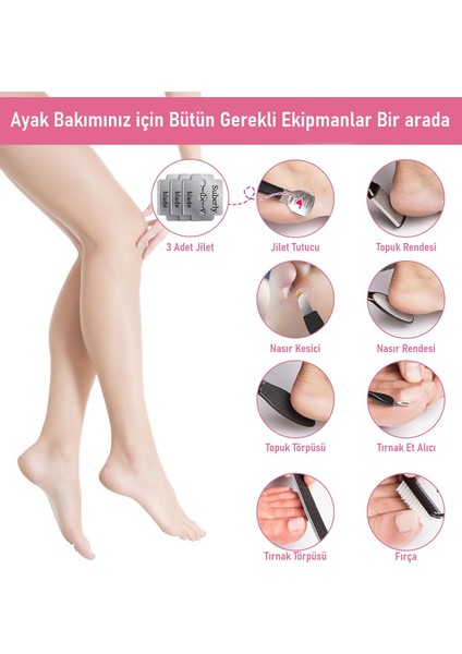 10’lu Ayak Bakım Seti Elektrikli Nasır Ayak Törpüsü ve Pedikür Şarjlı ve Taşınabilir fırsatları