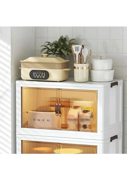 Çok Amaçlı Kapaklı Istiflenebilir Organizer Dolap – 4'lü Set (Toprak) fiyatları