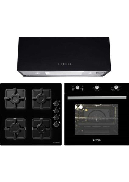 Siyah Cam Ankastre Set - 03 (Kls 670 + MFA614 + Dıamond 60)