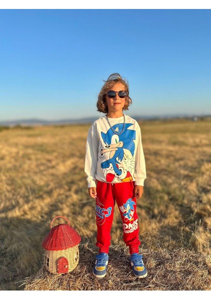Cg Kids Sonic Baskılı 2 Iplik Erkek Çocuk Alt Üst Süper Tarz Takım modelleri