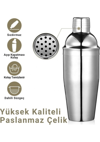 6 Parça 750ML Paslanmaz Çelik Kokteyl Shaker Seti – Ev ve Bar Için Ideal, Sızdırmaz Kapaklı fiyatları
