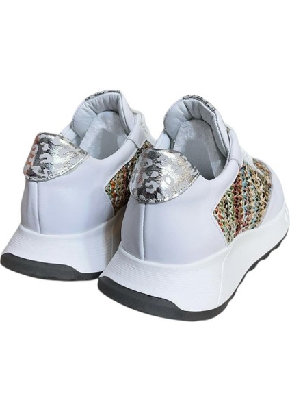 Beyaz Hakiki Deri Hasır Desenli Comfort Taban Bağcıklı Sneaker modelleri