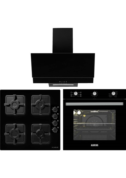 Siyah Cam Ankastre Set - 08 (Kls 670 + MFA604 + Mod F17)