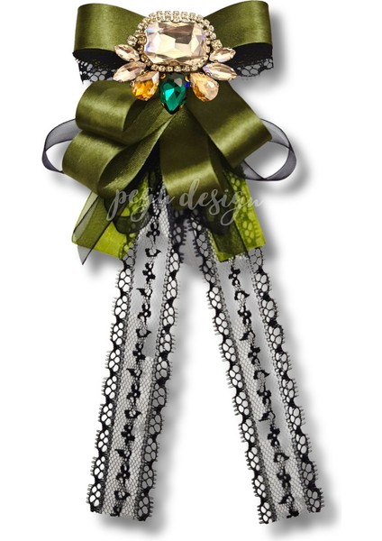 Shine Seri Yeşil Kurdele Kurdele Taşlı Yaka Çiçeği Broş Okul,iş,şal,gömlek