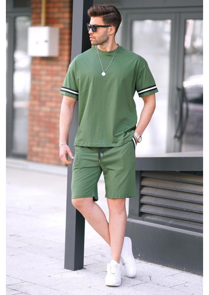 Haki Bisiklet Yaka Erkek Şort Takımı 5951 fiyatları