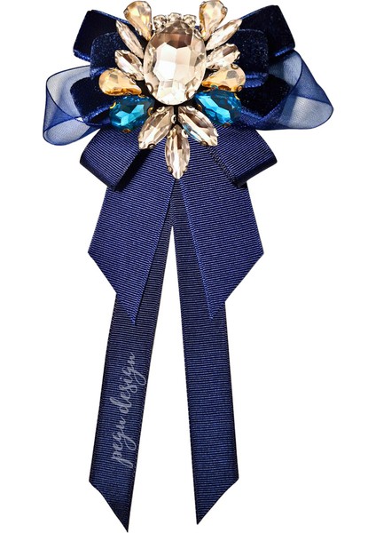 Shine Seri Lacivert Kurdele Broş,okul Iş , Gömlek Ceket Yaka Çiçek