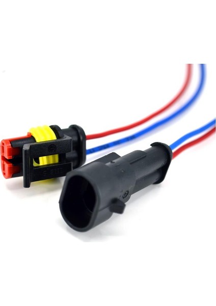 1 Takım 2 Pin Kablolu Süper Seal Elektrik Soketi Su Geçirmez Konnektör