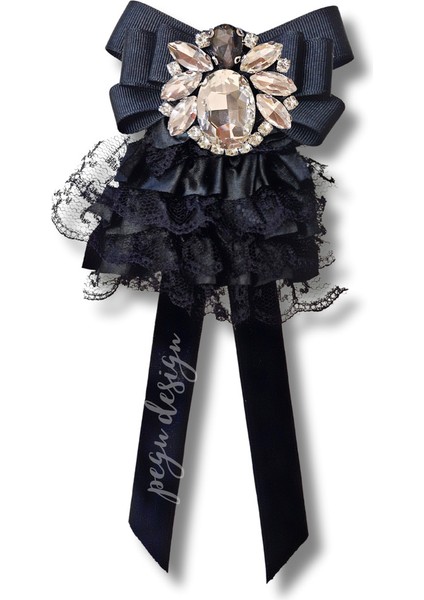 Shine Seri Siyah Kurdele Broş,okul Iş , Gömlek Ceket Yaka Çiçek