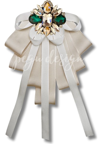 Shine Seri Ekru Grogren Kurdele Taşlı Yaka Çiçeği Broş Okul,iş,şal,gömlek