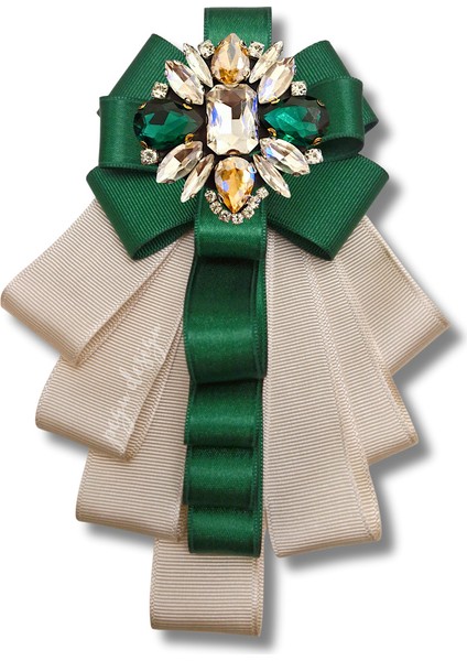 Shine Seri Yeşil Kurdele Kurdele Taşlı Yaka Çiçeği Broş Okul,iş,şal,gömlek