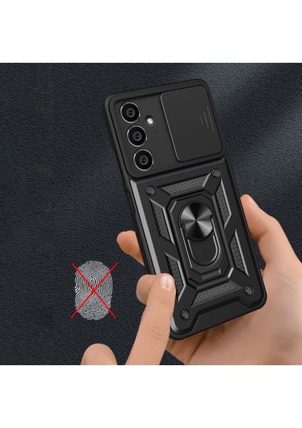 Samsung Galaxy S23 Fe Slide Lens Kapağı Pc+Tpu Telefon Kılıfı Halka Kickstand Arka Kapak-Mavi (Yurt Dışından) indirimleri