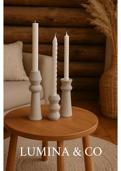 3’lü Beton Kumlama Şamdan Seti (3 Adet Şamdan Mum Hediyeli) fiyatları