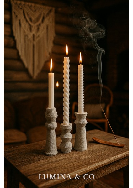 3’lü Beton Kumlama Şamdan Seti (3 Adet Şamdan Mum Hediyeli) fırsatları