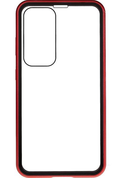Samsung Galaxy S23+ Için Manyetik Çift Taraflı Temperli Cam Telefon Kılıfı, Metal Çerçeve Tam Gövde Şeffaf Telefon Kılıfı-Kırmızı (Yurt Dışından) fiyatları