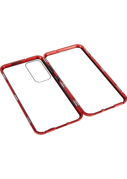 Samsung Galaxy S23+ Için Manyetik Çift Taraflı Temperli Cam Telefon Kılıfı, Metal Çerçeve Tam Gövde Şeffaf Telefon Kılıfı-Kırmızı (Yurt Dışından) fırsatları