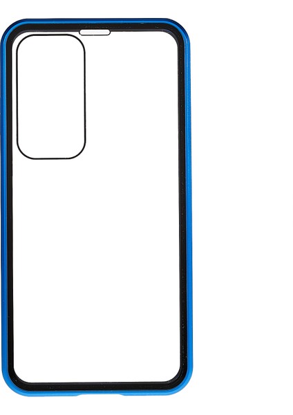 Samsung Galaxy S23+ Için Manyetik Çift Taraflı Temperli Cam Telefon Kılıfı, Metal Çerçeve Tam Gövde Şeffaf Telefon Kılıfı-Mavi (Yurt Dışından) fiyatları