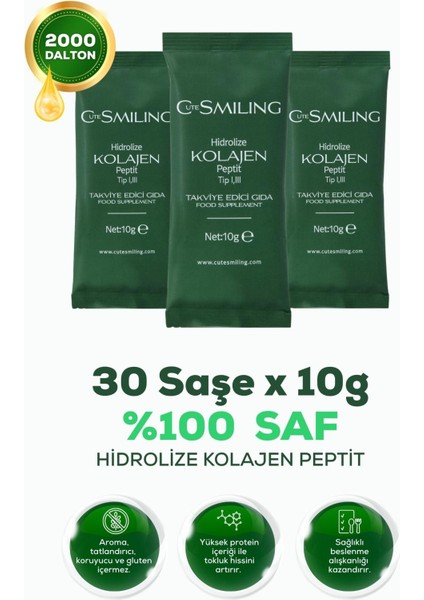 %100 Saf ve Hidrolize Kolajen Peptit 10GR x 30 Adet (Tip I & Tip Iıı) Aromasız Tek Kullanımlık Saşe fırsatları