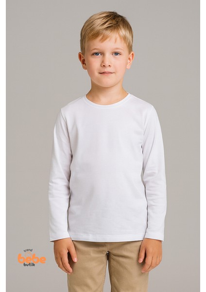 Erkek Çocuk Uzun Kollu Basic Pamuklu Tişört Günlük ve Okul Uzun Kollu Body