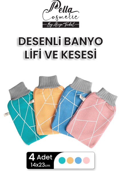 4 Adet Renkli Desenli Pella Desenli Banyo Lifi