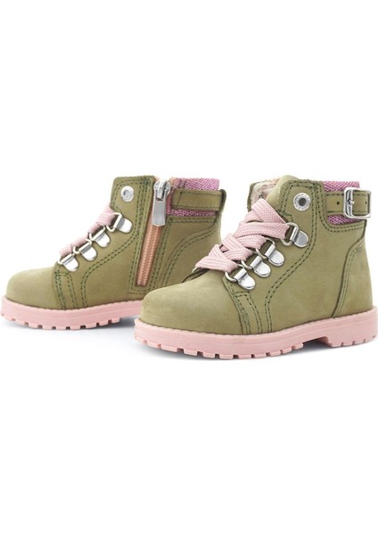 Griffon Hakiki Deri Yeşil Simli Fermuarlı Kışlık Kız Bebek Bot indirimleri