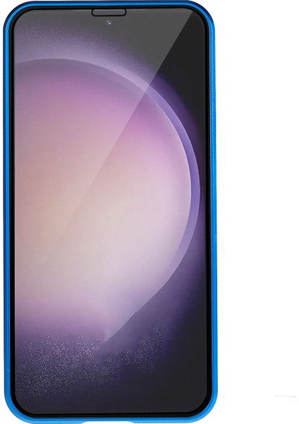 Samsung Galaxy S23+ Için Manyetik Çift Taraflı Temperli Cam Telefon Kılıfı, Metal Çerçeve Tam Gövde Şeffaf Telefon Kılıfı-Mavi (Yurt Dışından) modelleri