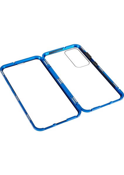 Samsung Galaxy S23+ Için Manyetik Çift Taraflı Temperli Cam Telefon Kılıfı, Metal Çerçeve Tam Gövde Şeffaf Telefon Kılıfı-Mavi (Yurt Dışından) fırsatları
