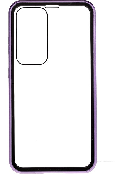 Samsung Galaxy S23+ Için Manyetik Çift Taraflı Temperli Cam Telefon Kılıfı, Metal Çerçeve Tam Gövde Şeffaf Telefon Kılıfı-Mor (Yurt Dışından) fiyatları