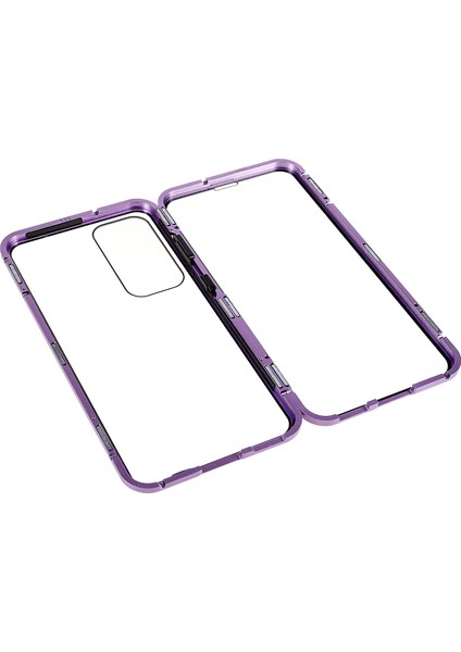 Samsung Galaxy S23+ Için Manyetik Çift Taraflı Temperli Cam Telefon Kılıfı, Metal Çerçeve Tam Gövde Şeffaf Telefon Kılıfı-Mor (Yurt Dışından) fırsatları