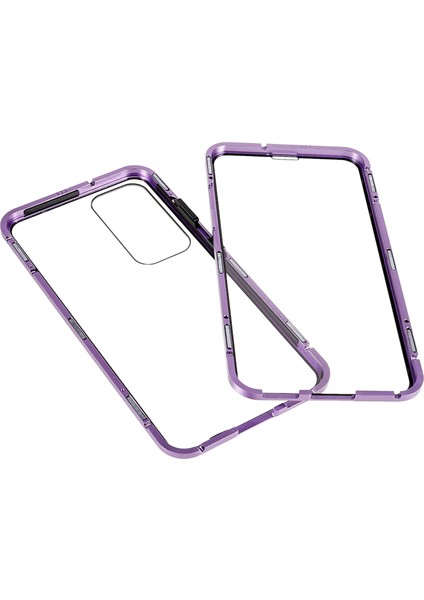 Samsung Galaxy S23+ Için Manyetik Çift Taraflı Temperli Cam Telefon Kılıfı, Metal Çerçeve Tam Gövde Şeffaf Telefon Kılıfı-Mor (Yurt Dışından) indirimleri