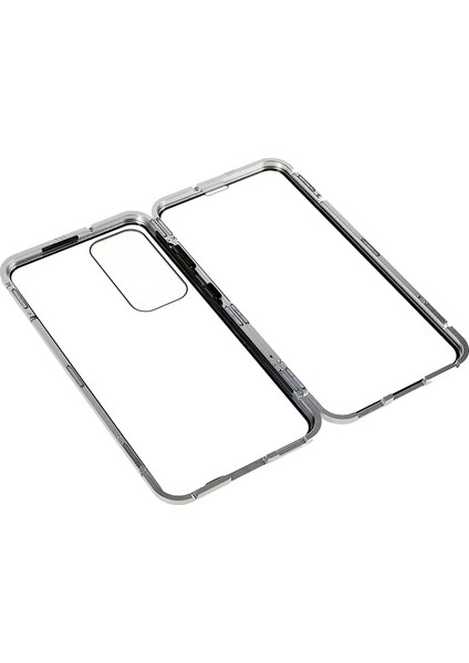 Samsung Galaxy S23+ Için Manyetik Çift Taraflı Temperli Cam Telefon Kılıfı, Metal Çerçeve Tam Gövde Şeffaf Telefon Kılıfı-Gümüş (Yurt Dışından) fırsatları