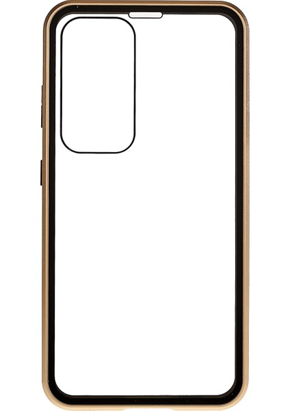 Samsung Galaxy S23+ Için Manyetik Çift Taraflı Temperli Cam Telefon Kılıfı, Metal Çerçeve Tam Gövde Şeffaf Telefon Kılıfı-Altın (Yurt Dışından) fiyatları