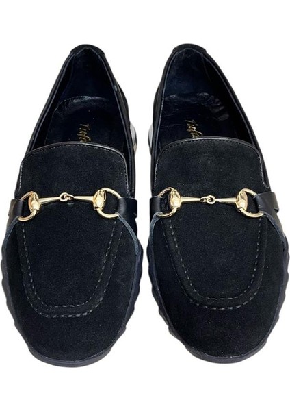 Siyah Hakiki Deri Süet Toka Detay Comfort Taban Spor Loafer fiyatları