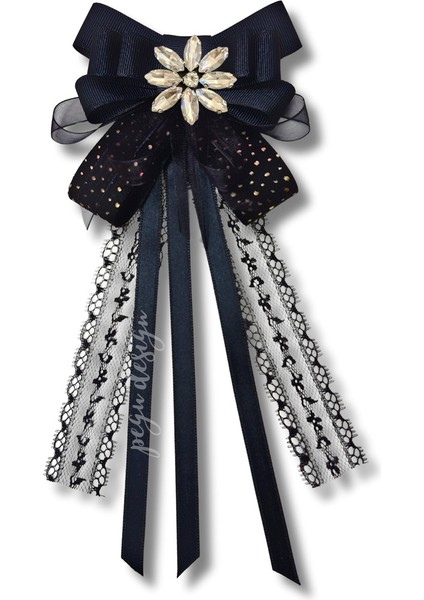 Shine Seri Siyah Kurdele Broş,okul Iş , Gömlek Ceket Yaka Çiçek