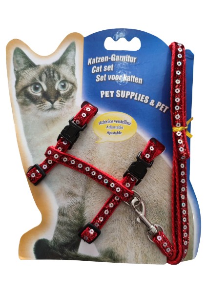 Parlak Kedi Gezdirme Göğüs Tasması