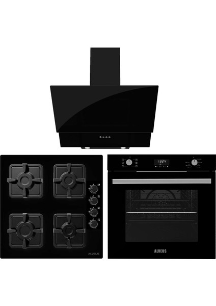Siyah Cam Ankastre Set - 04 (Kls 670 + Mfa 627 + Mod 3000)