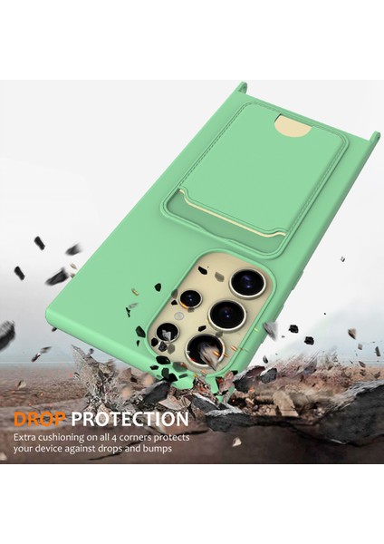 Samsung Galaxy S23 Ultra Kılıf Için Boyun Askılı Kart Yuvası Sıvı Silikon Telefon Kılıfı-Yeşil (Yurt Dışından) fırsatları