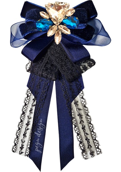 Shine Seri Lacivert Kurdele Broş,okul Iş , Gömlek Ceket Yaka Çiçek