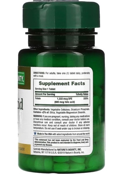 Folic Aci.d, 800 Mcg, 250 Tablet fiyatları