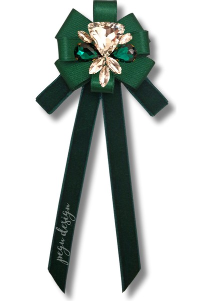 Shine Seri Yeşil Kurdele Kurdele Taşlı Yaka Çiçeği Broş Okul,iş,şal,gömlek