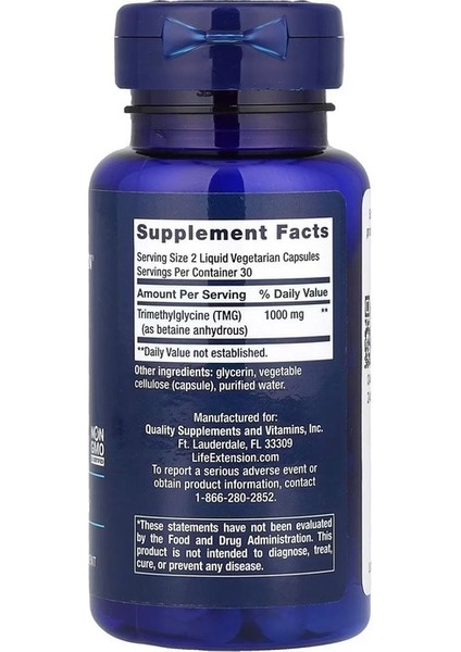 Tmg, 1.000 Mg, 60 Vejetaryen Kapsül (Kapsül Başına 500 Mg) fiyatları