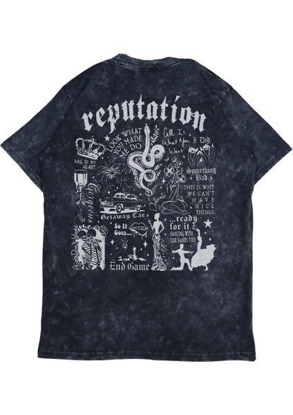 Unisex Reputation Albüm Sırt Baskılı Yıkamalı T-Shirt, Oversize Taylor Swift Temalı Vintage Tişört modelleri