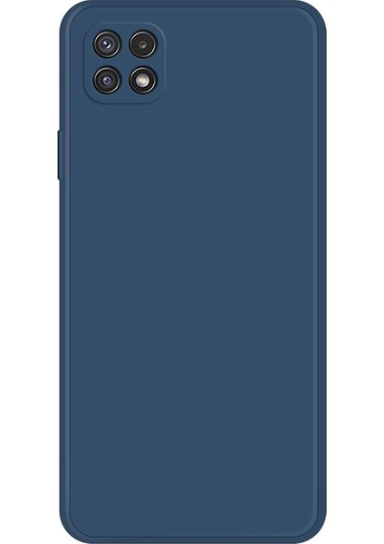 Samsung Galaxy A22 5g (Ab Sürümü) Için Cep Telefonu Arka Kılıfı, Mikrofiber Astarlı Düşme Önleyici Düz Kenarlı Ka Tpu Telefon Kılıfı-Koyu Mavi (Yurt Dışından)