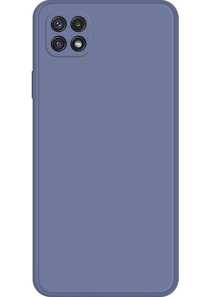 Samsung Galaxy A22 5g (Ab Sürümü) Için Cep Telefonu Arka Kılıfı, Mikrofiber Astarlı Düşme Önleyici Düz Kenarlı Ka Tpu Telefon Kılıfı-Gri Mavi (Yurt Dışından)