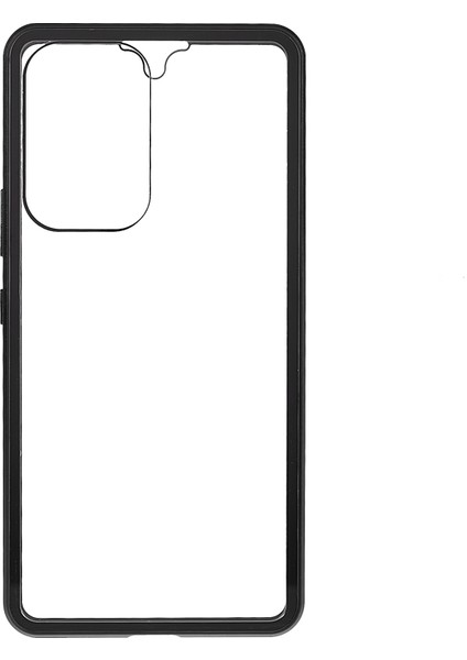 Samsung Galaxy A53 5g Için Düşmeye Karşı Metal Tampon + Çift Taraflı Temperli Cam Kabuk 360 Derece Her Şey Dahil Koruma Manyetik Telefon Kılıfı - Siyah (Yurt Dışından) modelleri