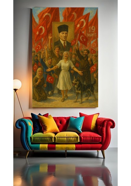 Atatürk Portre Xxvııı Ev Duvar Salon Güzellik Salonu Ofis Dükkan Dekarasyon Kanvas Tablo