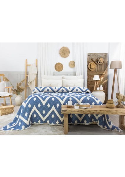 Müslin 7 Katlı Jakarlı %100 Pamuk Battal Boy Bej Yorgan 240X260 Cm.