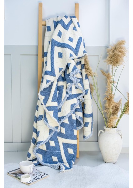 Müslin 7 Katlı Jakarlı %100 Pamuk Battal Boy Bej Yorgan 240X260 Cm.