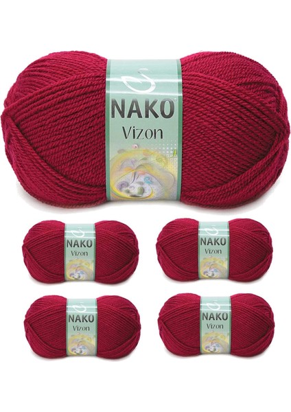 5 Adet Vizon Premium Akrilik El Örgü Ipi Yünü Renk NO:3630 Vişne Çürüğü